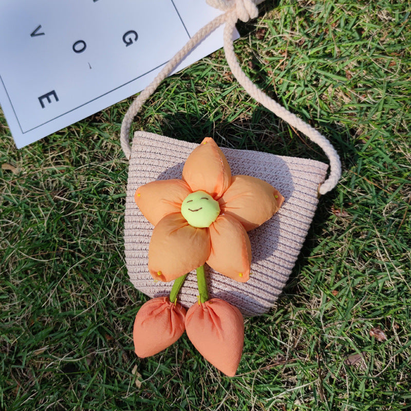 Grass Woven Bag For Children's Cute Crossbody