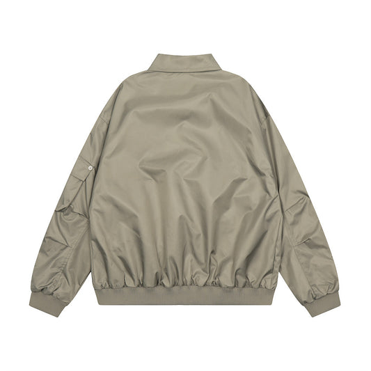 Loose Design Pocket Solid Color Polo Collar Coat