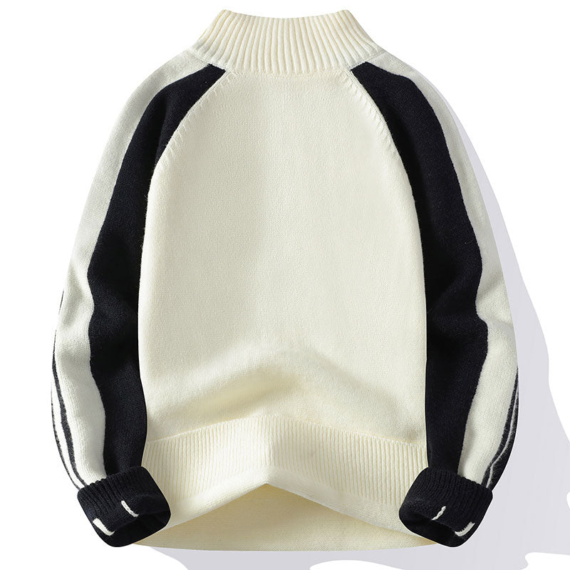 Half Zipped Stand Collar Sweater Men's Autumn