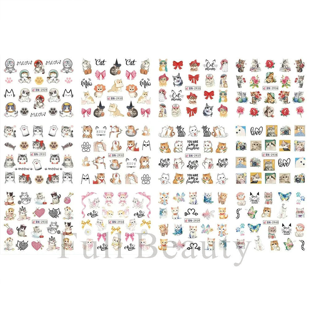 Cartoon Animal Nail Beauty Water Printing Stickers