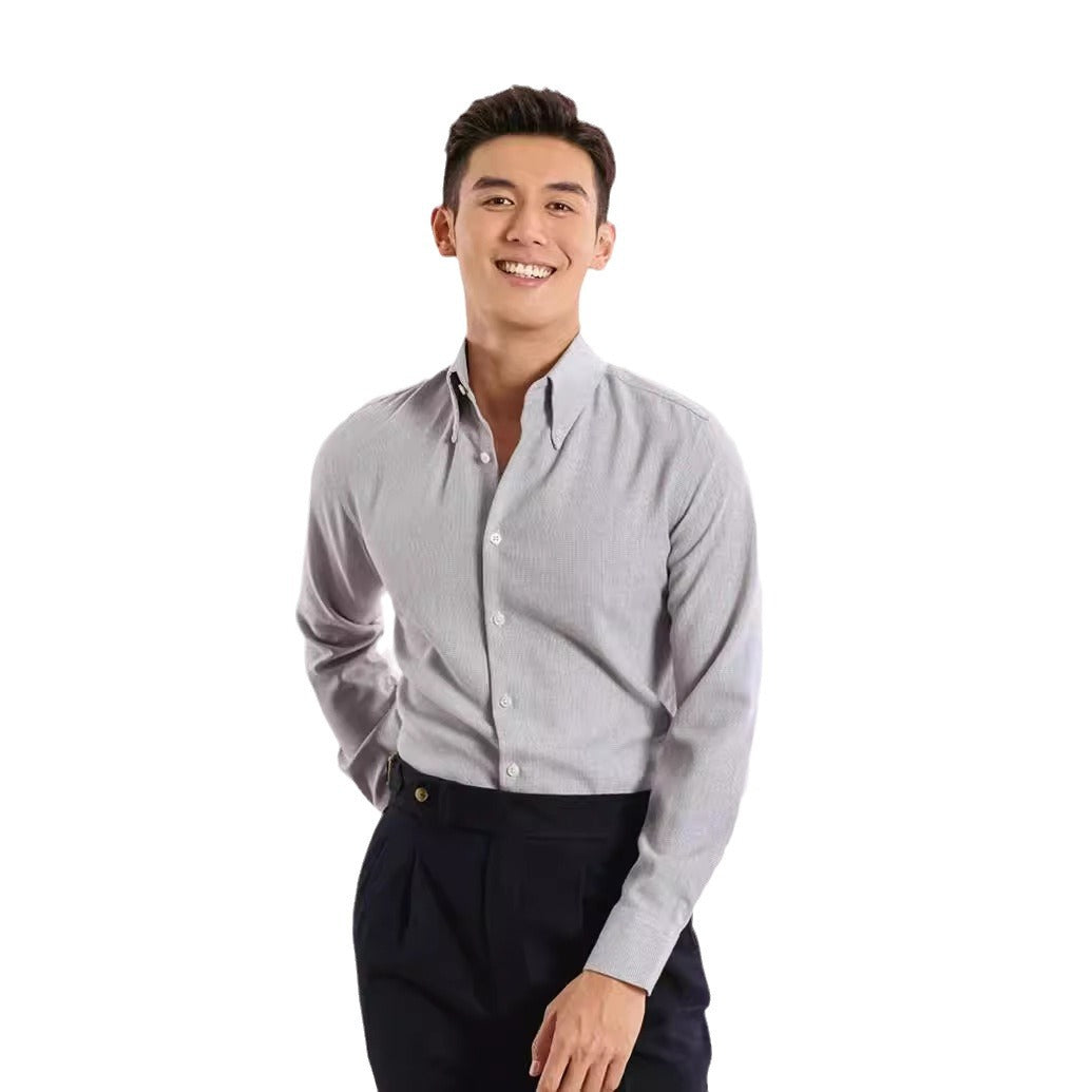 Non-ironing Men's Long-sleeved Casual Plaid Business Shirt