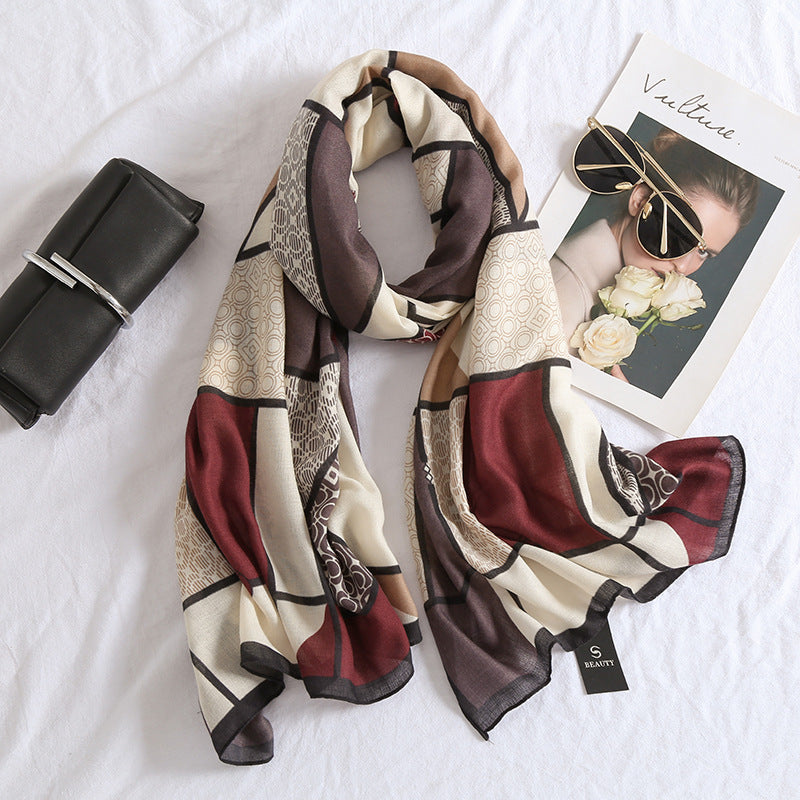 Wild Check Pattern Medium Thick Warm Long Scarf Shawl