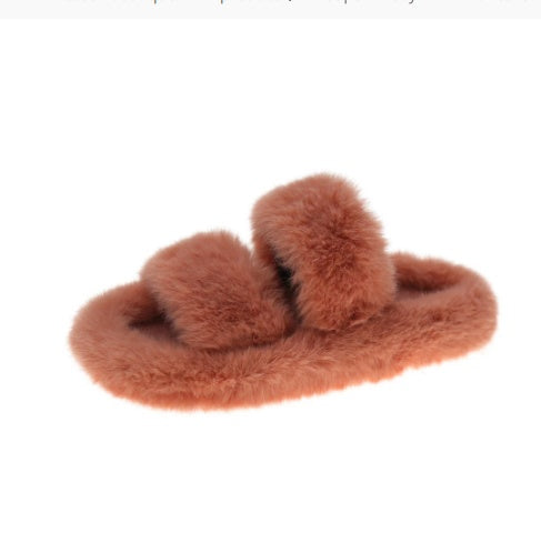 Double Strips Of Foreign Trade Hot Style Flat Bottomed Indoor Warm Slippers