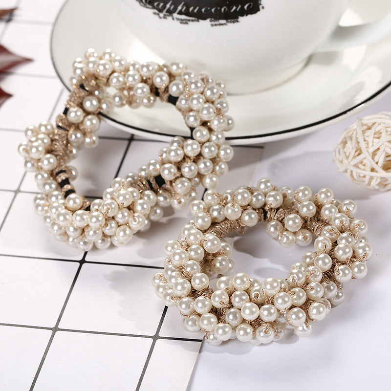 Handmade Crochet Rubber Band Hair Tie Pearl