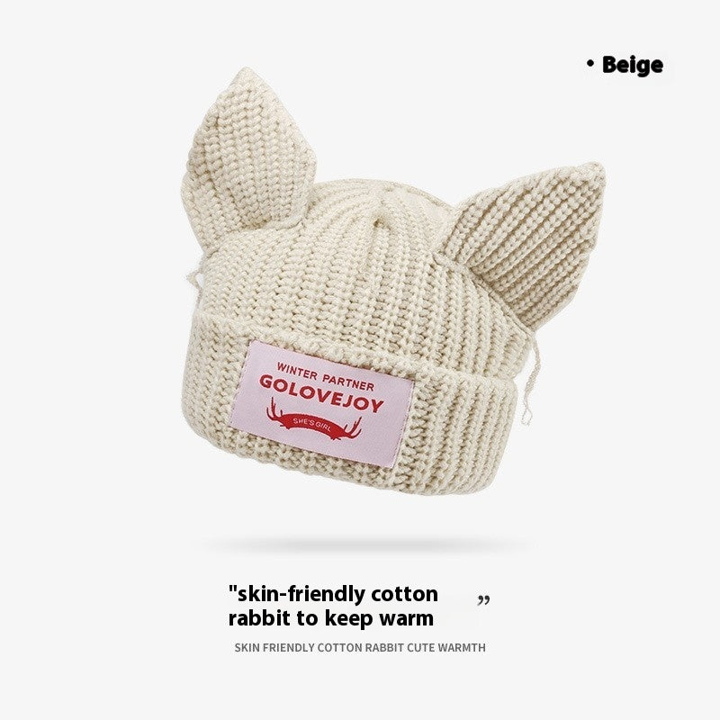 Cat Ear Warm And Simple Big Head Circumference Hat