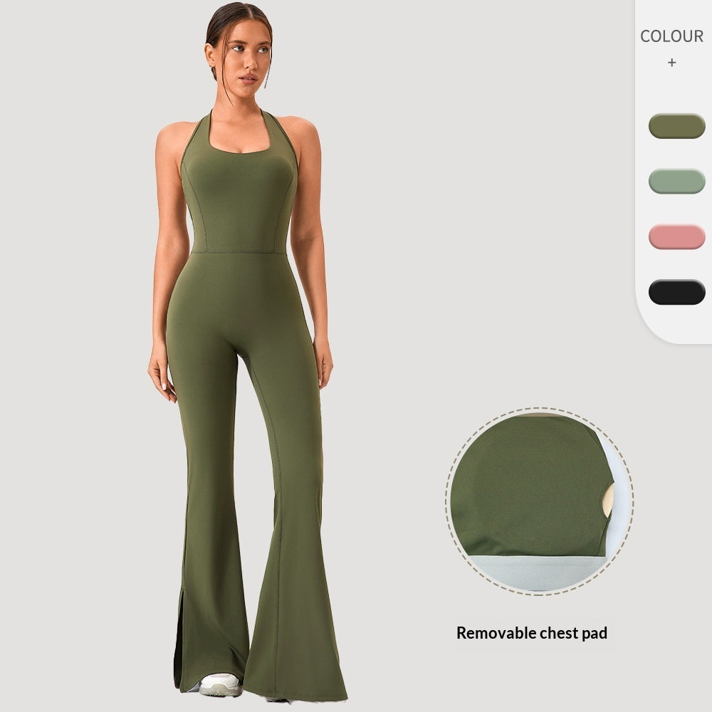 European And American Yoga Bodysuit Flared Pants