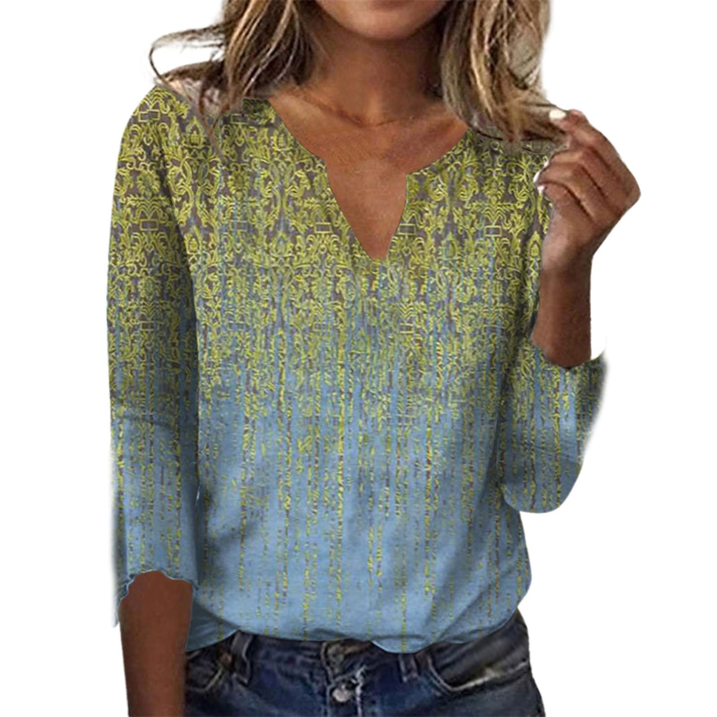 Summer Women's Fashion Gradient Printing Loose T-shit