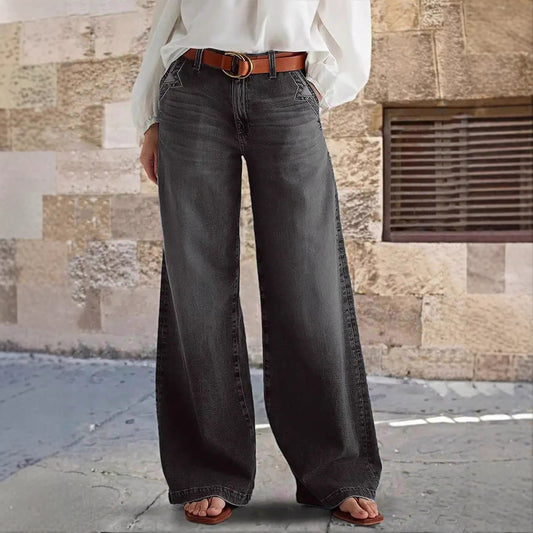 Womens Straight-leg Jeans With Stretch