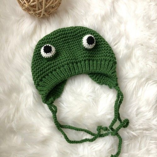 Cartoon Frog Wool Hat Sweet Children