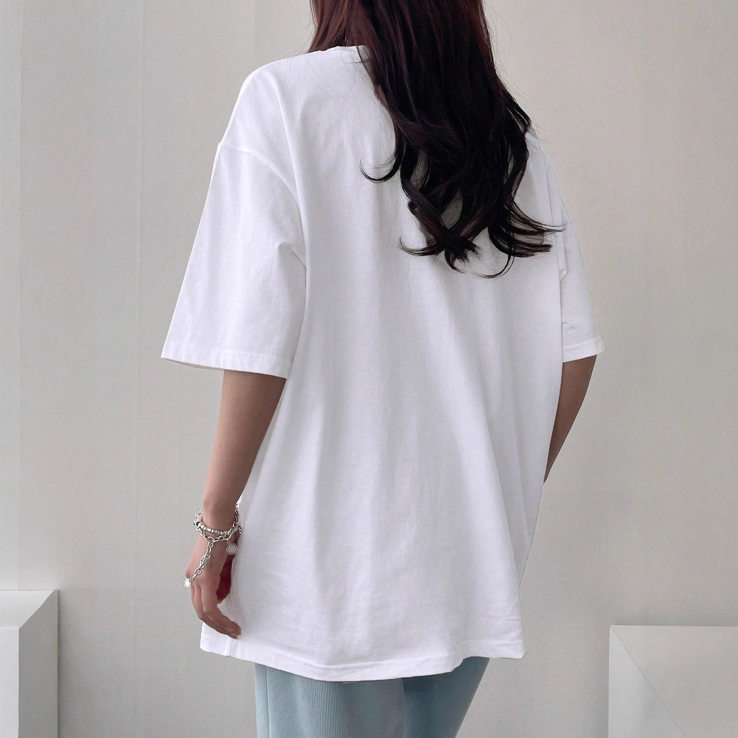 Loose-fitting Short-sleeve T-shirt With A Little Bear Print For Women Perfect For Summer