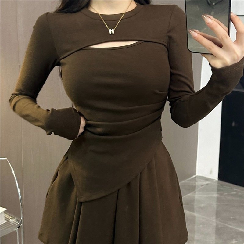 Top Paired With A Pleated Sheath Skirt