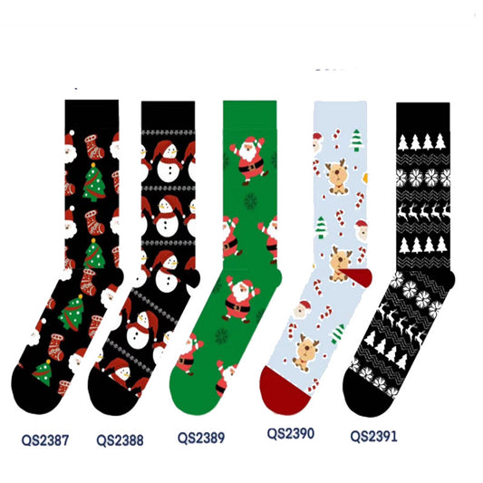 Male And Female Middle Tube Christmas Stockings Cartoon Cute Mid-calf Length Socks