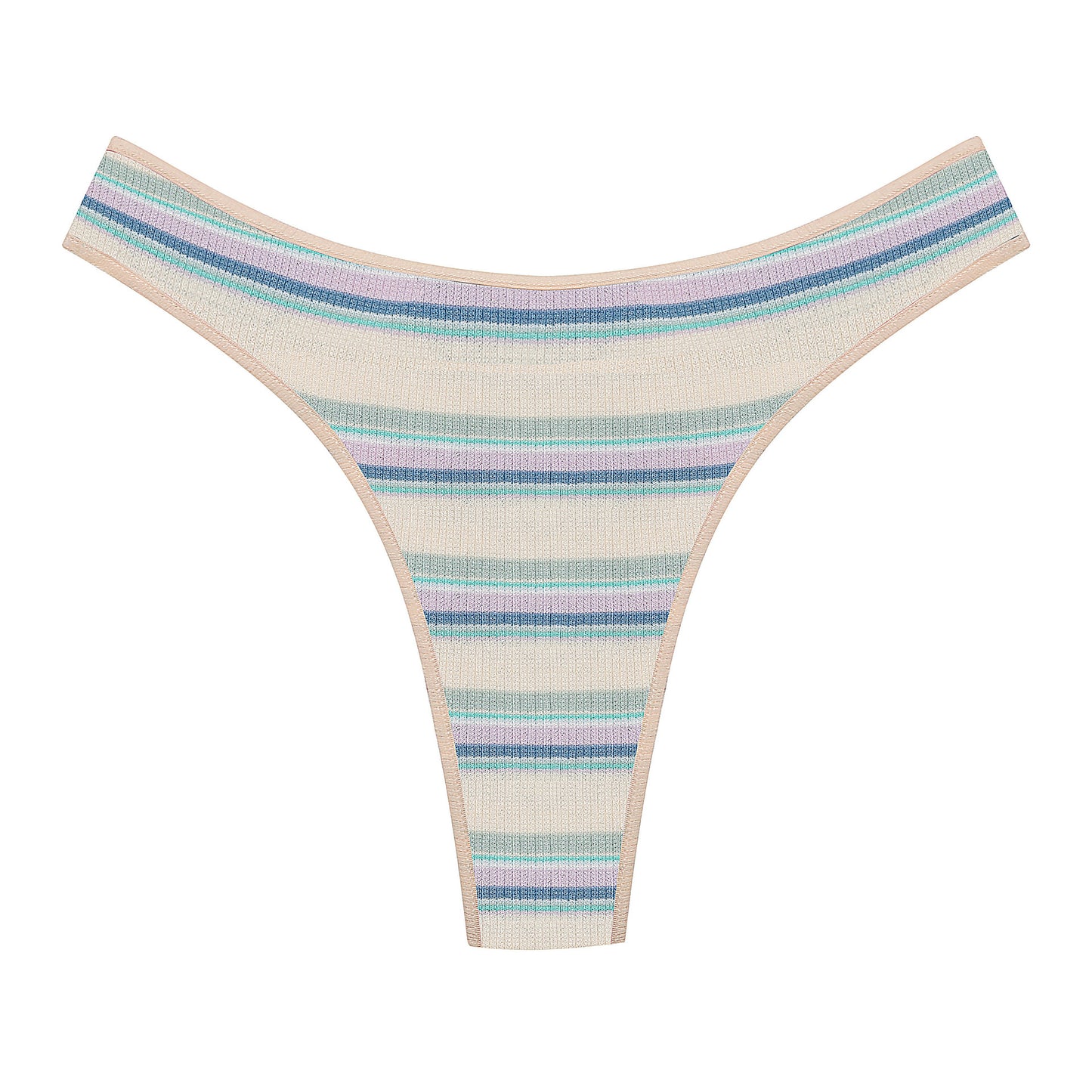 Ladies Thong Striped Stitching Color Panties New Cotton