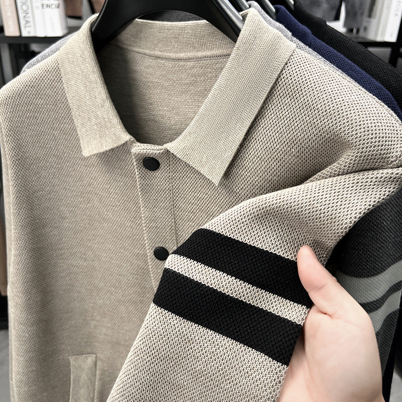 Knitted Cardigan Lapel Korean Slim Men's Jacket