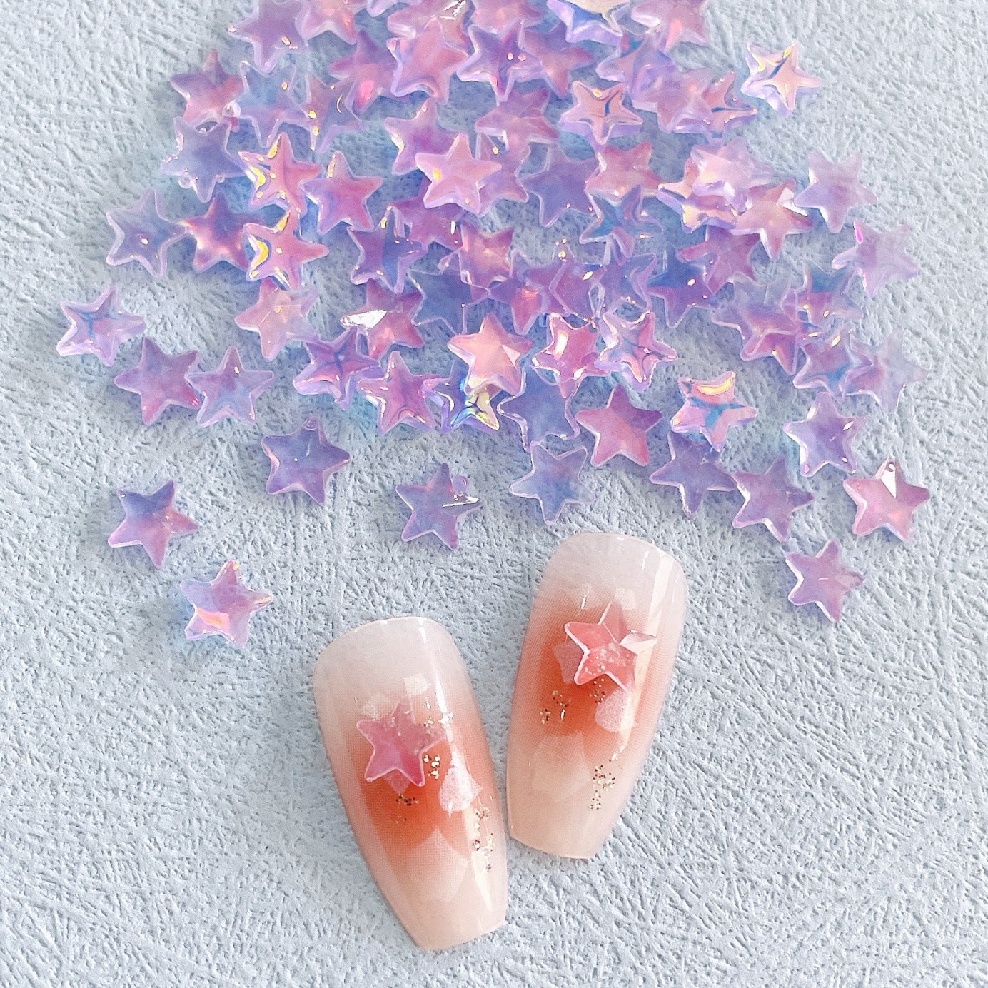 New Online Red Ice Transparent Colorful Five-pointed Star Nail Ornament Colorful And Fresh XINGX Diy Resin Nail Accessories