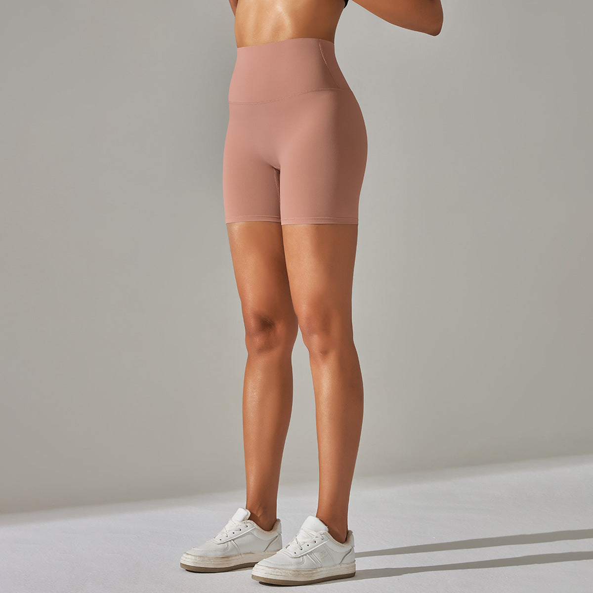 Women's Solid Color Double-sided Brocade Brushed Fitness High Waist Shorts