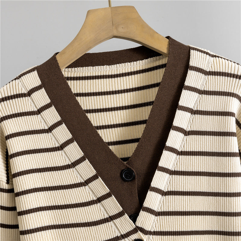 Fake Two-Piece Knitted Cardigan Top And Wide-Leg Pants Set
