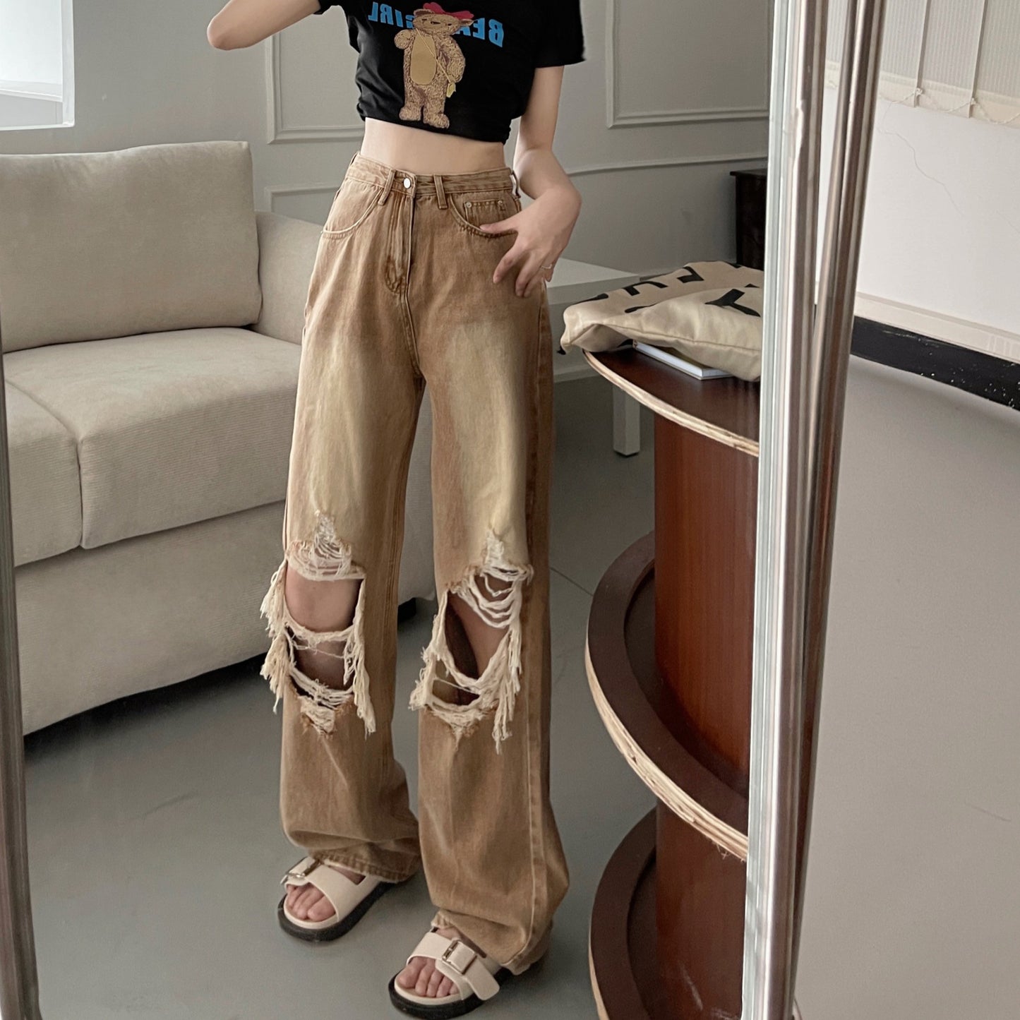 Women's Casual All Match Retro Straight Trousers