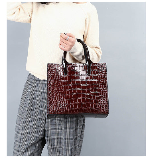Fashion One-shoulder Diagonal Cross Portable Style Crocodile Pattern