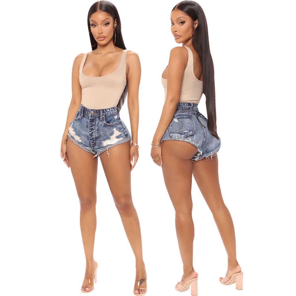 Fashion All-match Slim-fit Washed Ripped Denim