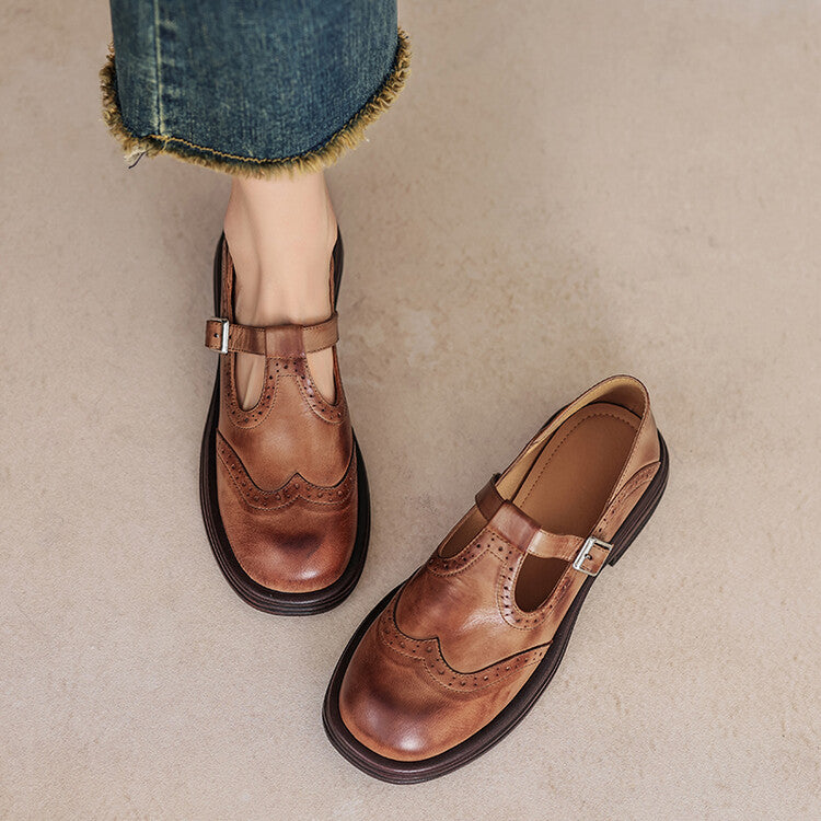 Fashion Women's Flat British Style Leather Shoes