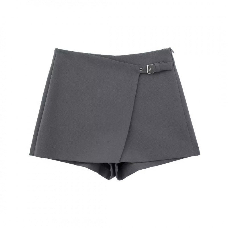 French-style Asymmetrical High-waisted Casual Shorts