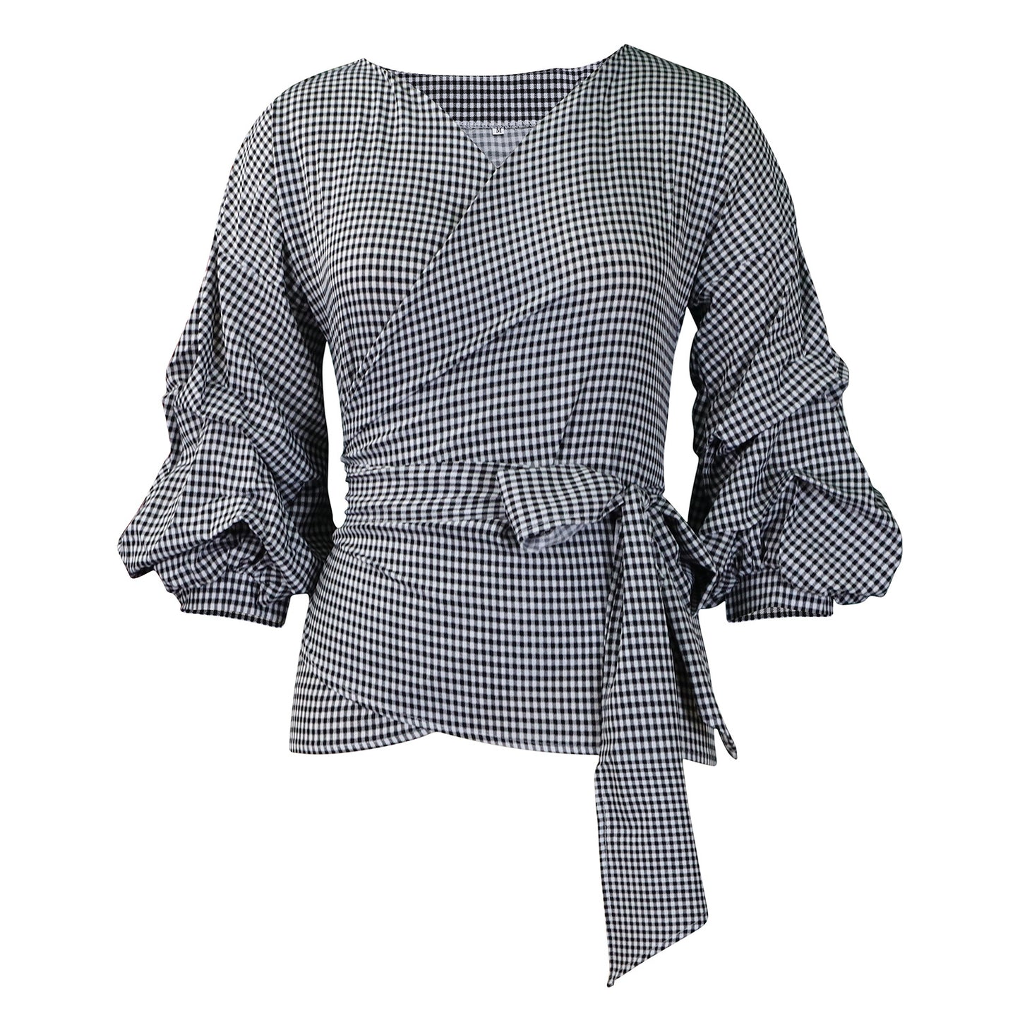 Big Bow Decorative Shirt Plaid Strap European And American
