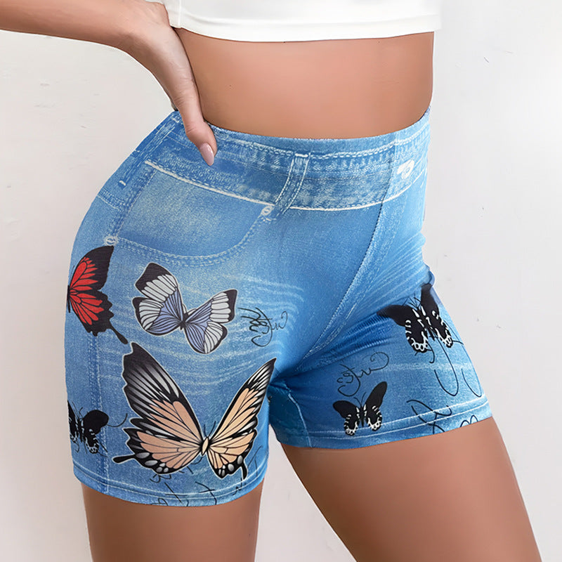 Summer Denim-Style Fitness Shorts For Europe And The US