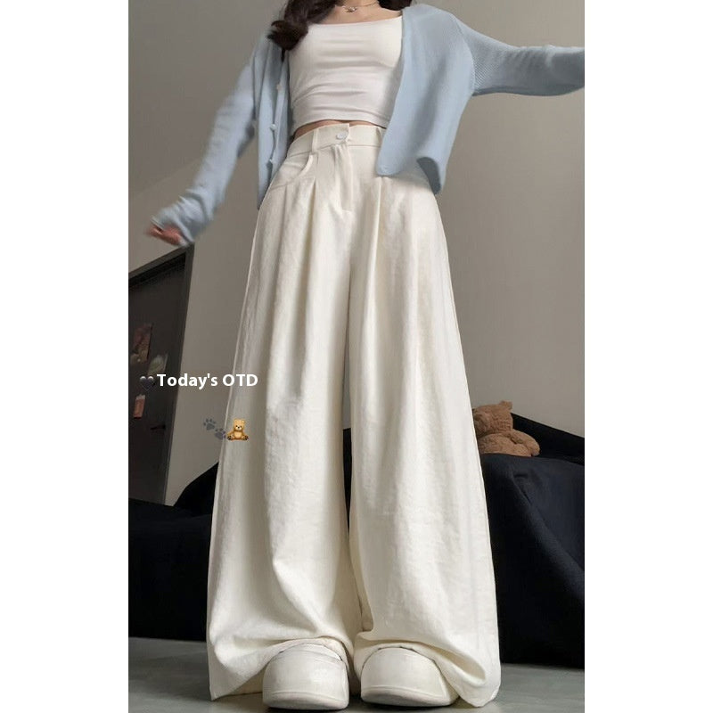 Suit Pants Women's High Waist Baggy Straight Trousers