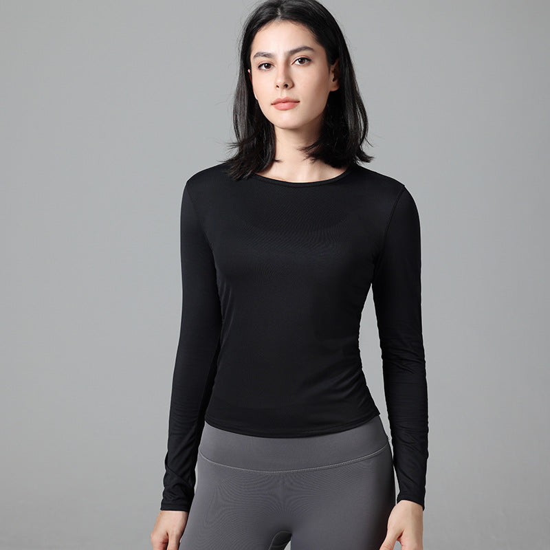 Tight Pullover Elastic Fold Movement Long Sleeve