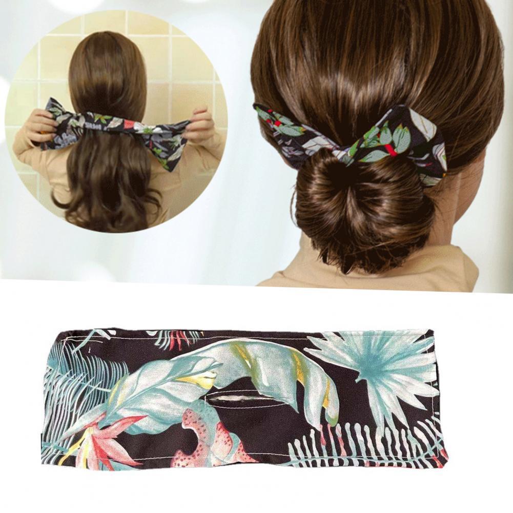 Printed Bow  Ring Rope Wire Fixed Hair Band