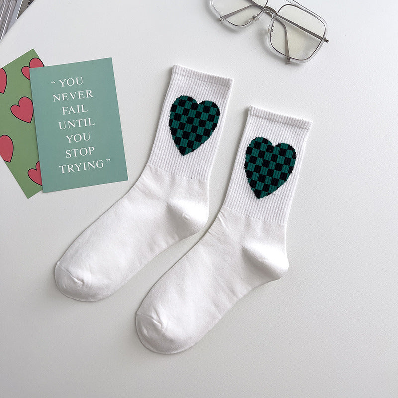 Green Women's Sports Stockings Japanese Big C Letter