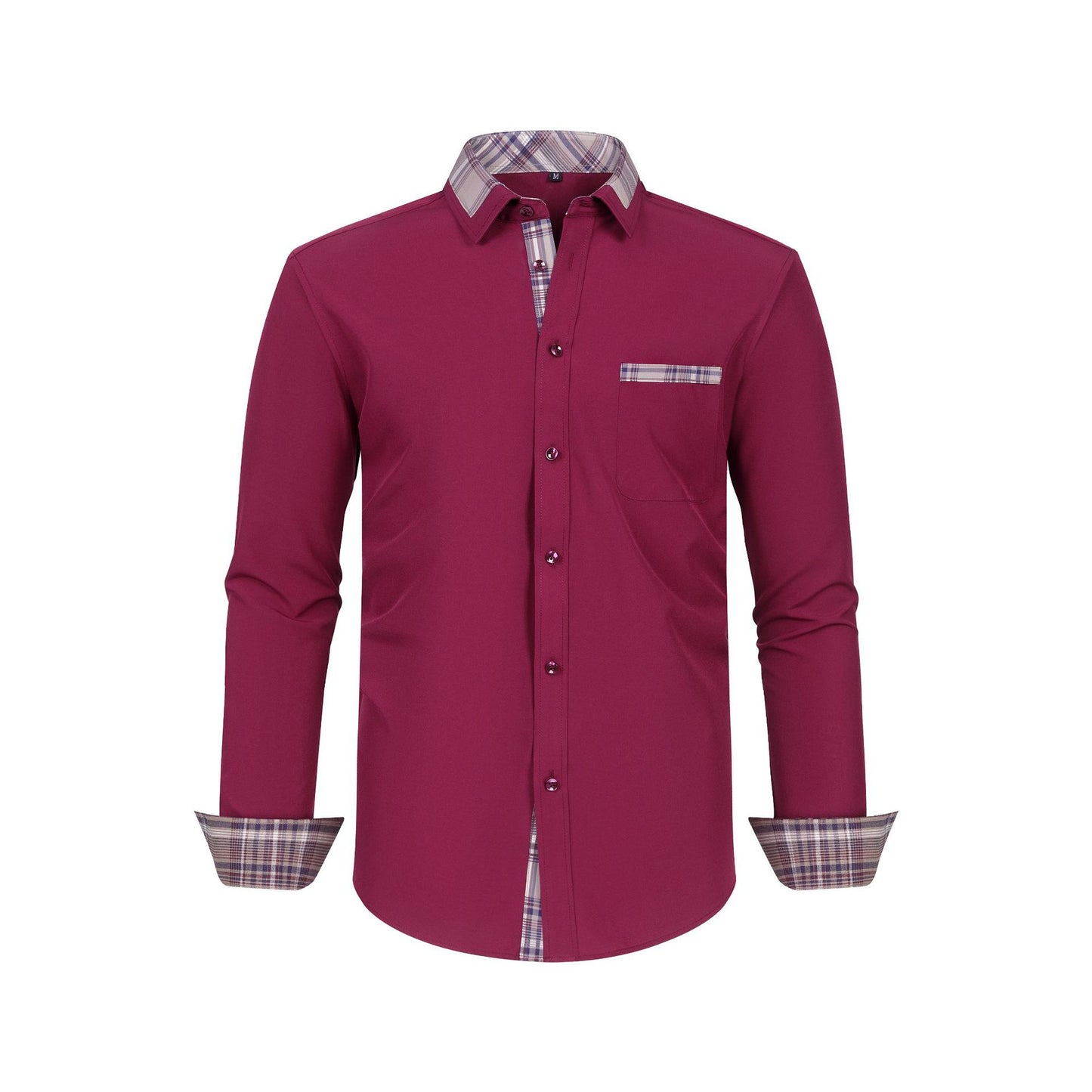 Mens Long-sleeve Shirt With A Patchwork Floral Collar