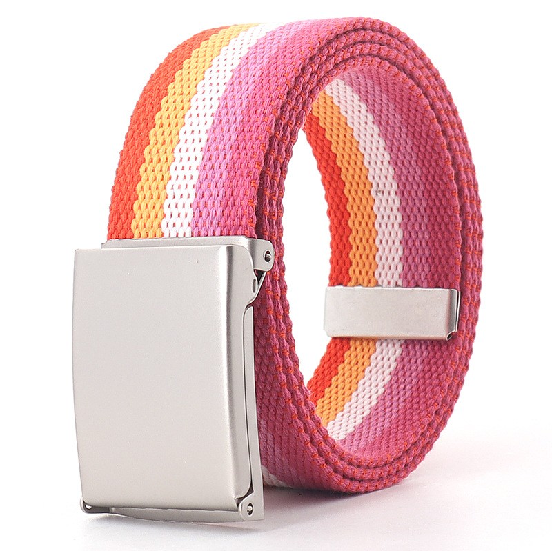 White Military Buckle Colored Belt Men's And Women's Canvas Denim Waistband