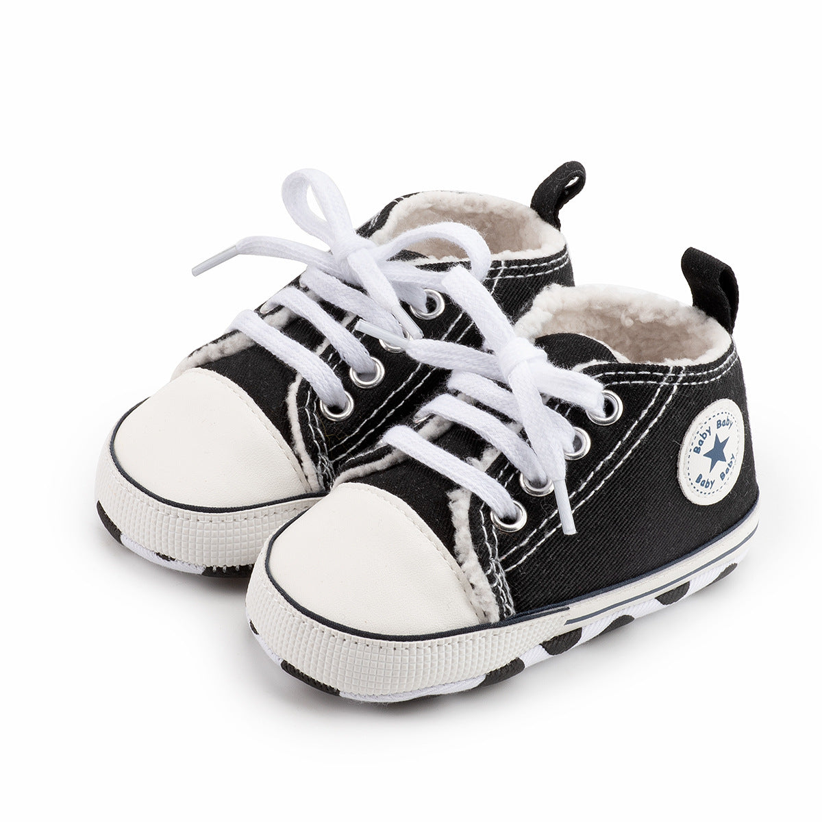 New Winter Baby's Shoes Cotton Shoes Fleece Lined Warm Canvas Shoes Baby Non Slip Soft Bottom Toddler Shoes Baby's Shoes
