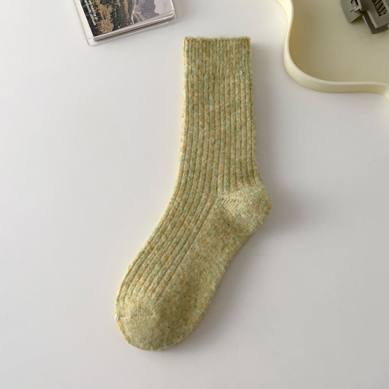 Thick Solid-color Warm Wool Mid-calf Socks