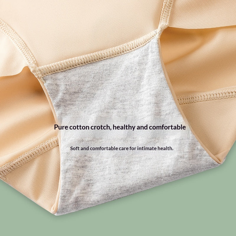 Ice Silk Plus-size High-waist Seamless Tummy-Control Panties Womens Underwear