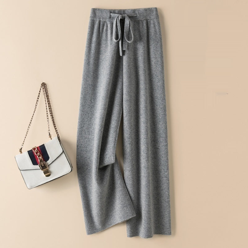 Thick Wool Wide Leg High Waist Drooping Mop Pants