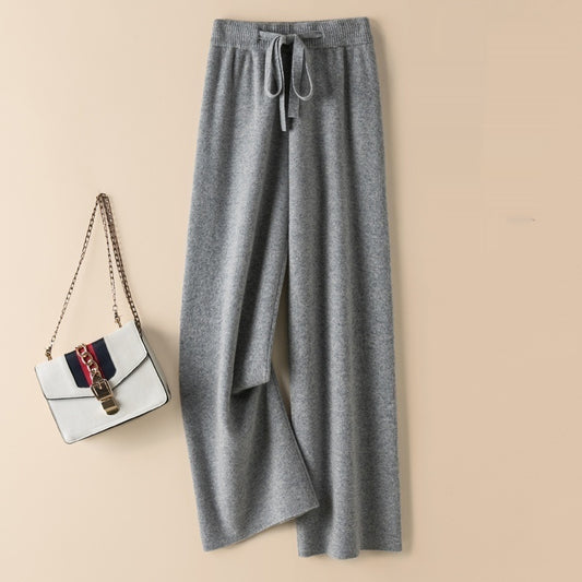 Thick Wool Wide Leg High Waist Drooping Mop Pants