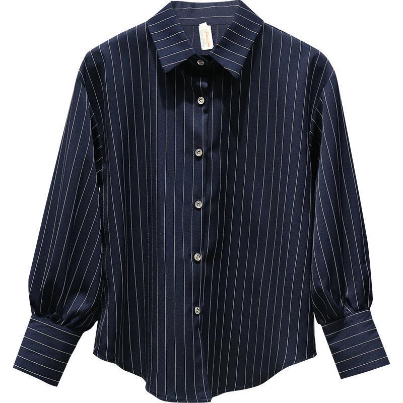 Niche vintage stribet dameskjorte