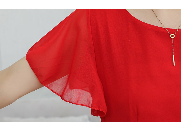 Short Sleeved Chiffon Sweet Dress For Women