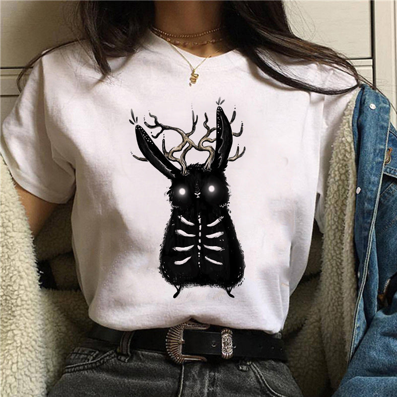 Cat Mushroom Halloween Women's Streetwear Short Sleeves
