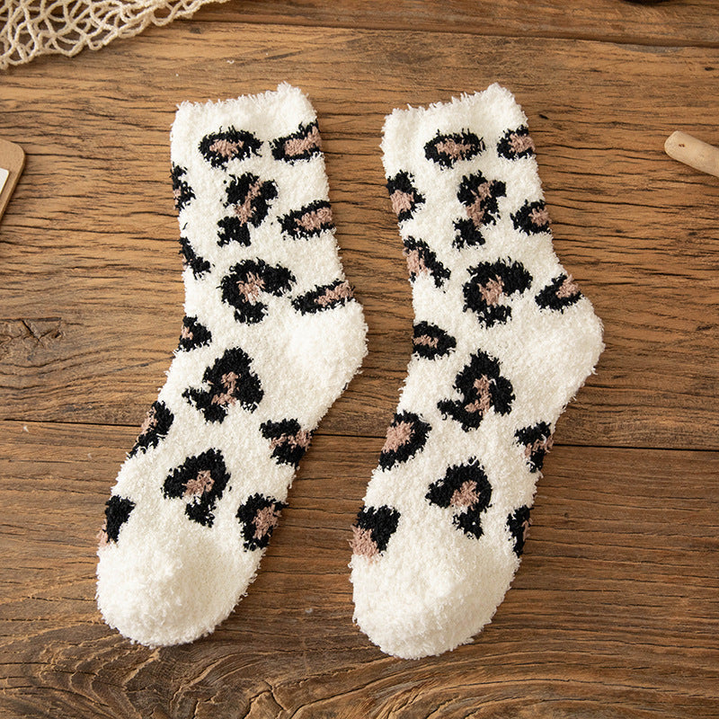 Women's Two Soft Coral Fleece Warm Boat Socks