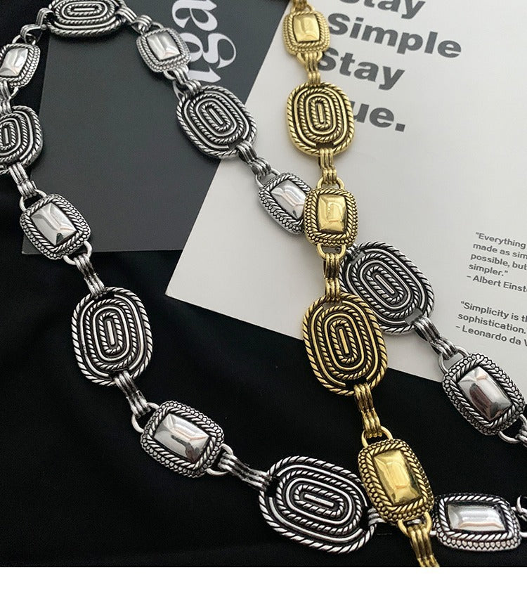 Retro Multi-element Ethnic Style Carved Chain Niche Modified Waist