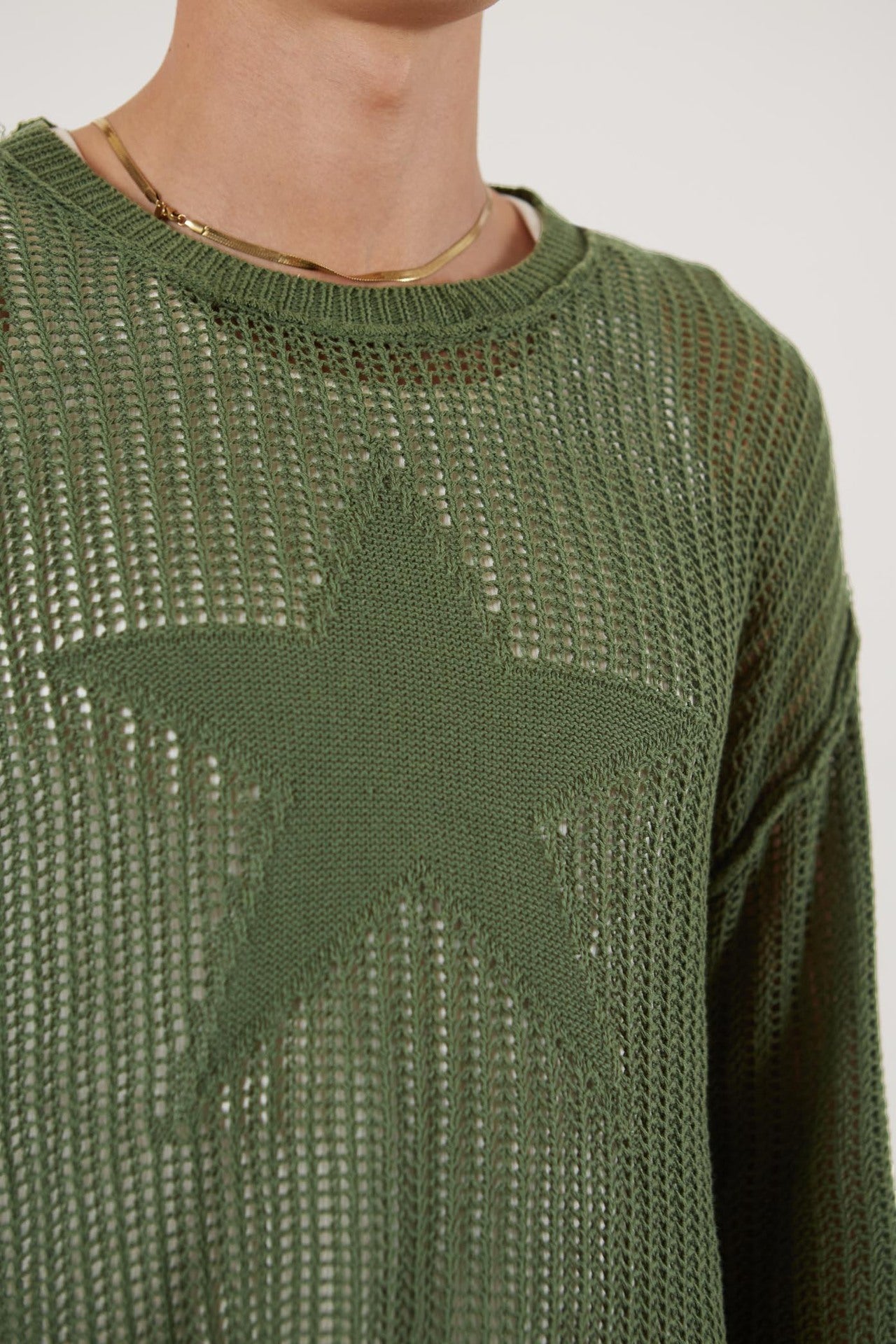 Women's Fashion Five-pointed Star Hollow Out Sweater Loose Casual