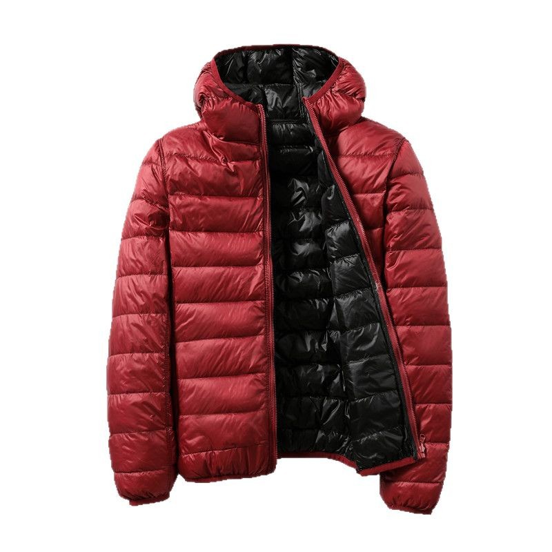 Thin Lightweight Short Type White Duck Down Thin Hooded Jacket