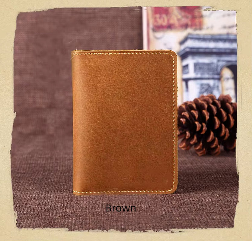 New 2022 Genuine Leather Passport Wallet Vintage Cow Leather Passport Cover Unisex Wallet Credit Card Holder Travel Wallet
