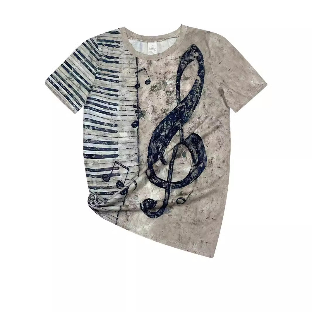 Digital Printing Note Short-sleeved T-shirt