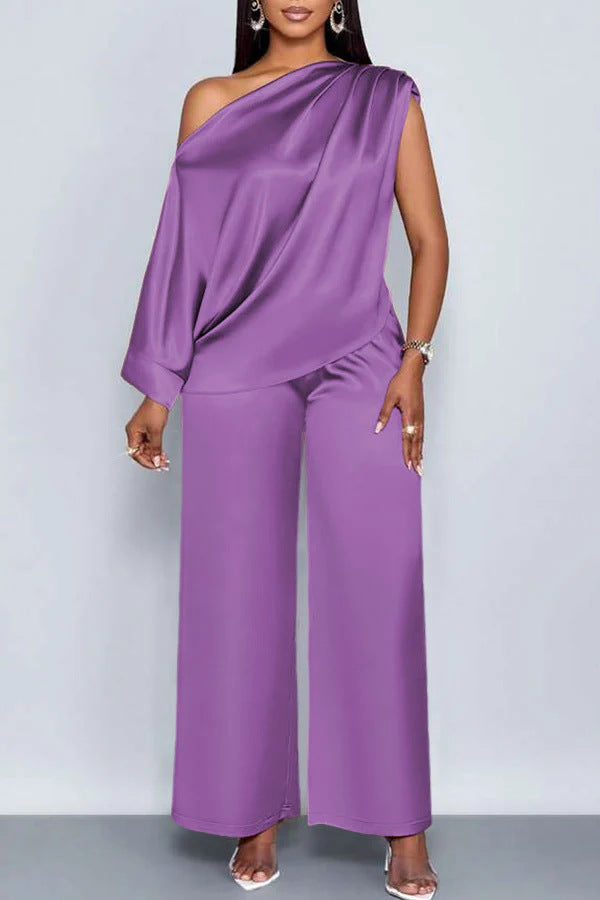 Fashion Casual Women's Satin Suit