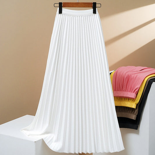 Women's Solid Color Fashion Pleated High Waist Pleated Skirt
